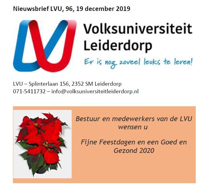 Nieuwsbrief Volks universiteit Leiderdorp