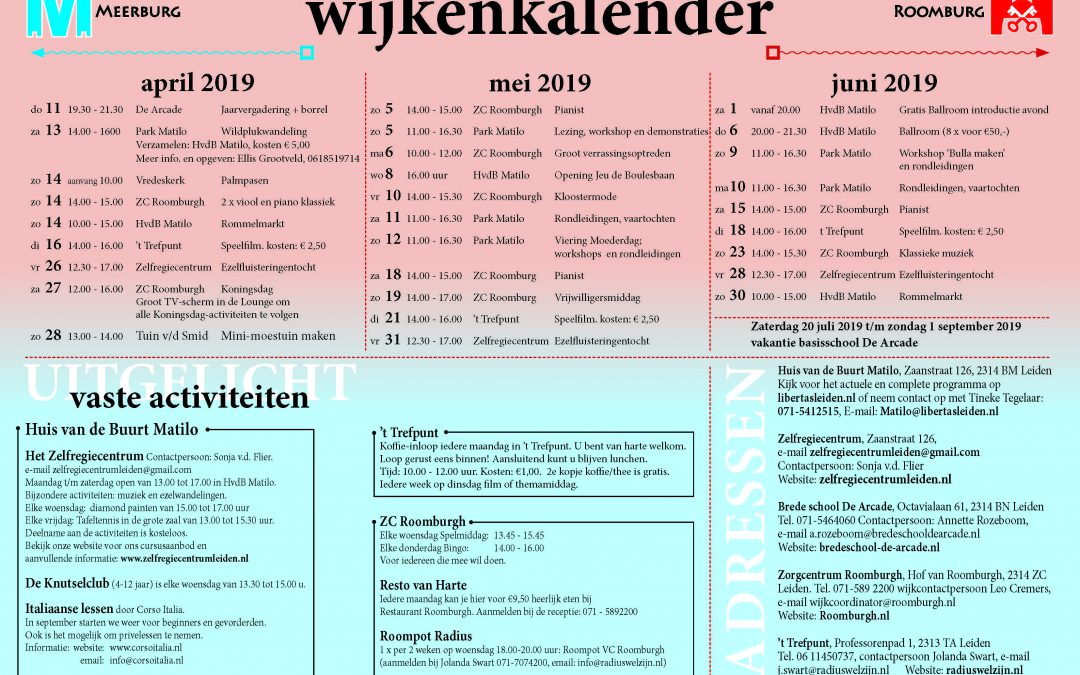 Wijkenkalender april – mei – juni 2019