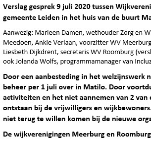 Wijkverenigingen in gesprek met wethouder Damen over Matilo